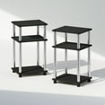 thumbnail image 2 of Furinno JUST Night Stand Set of 2, 3-Tier Turn-N-Tube Nightstand, Toolless Bedside Tables, End Table, Side Table with Open Storage for Bedroom, Living Room, Americano/Stainless Steel, 2 of 6