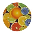 thumbnail image 4 of HAOXIT Small Round Tablecloth, Abstract Washable Polyester Table Cloth for, Colorful Orange Tropical Fruit Rainbow Color, Fit Round Tables, for /Parties/Home, Yellow Blue Green 42-46, 4 of 8