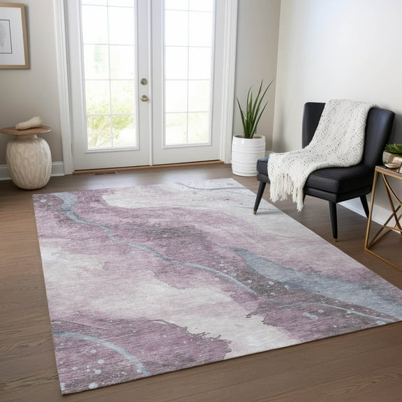 Addison Rugs Chantille Indoor/Outdoor Transitional Waves Lavender Washable Rectangle Rug, 10' x 14'