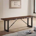 thumbnail image 3 of Bowery Hill Wood Striking Geometric Legs Dining Bench in Walnut, 3 of 5