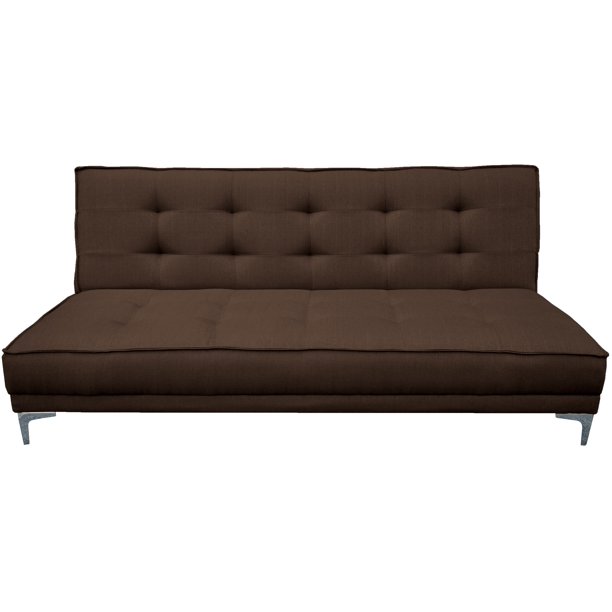 Sofa Cama Reclinable El Bazar Store Zeus Chocolate Lino Futon 3 posiciones Abotonado Sala