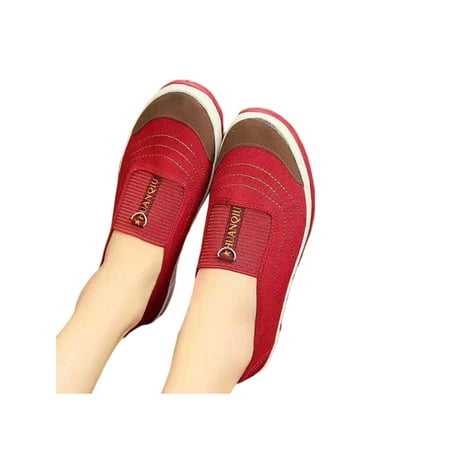 

Gomelly Women s Loafers Slip On Flats Comfort Casual Shoes Lightweight Espadrille Womens Ladies Boat Shoe Red 6.5
