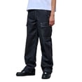 thumbnail image 2 of Men's Cotton Blend Baggy Classic Utility Workwear Multi Pocket Denim Cargo Pants (Black, 42W x 32L), 2 of 4