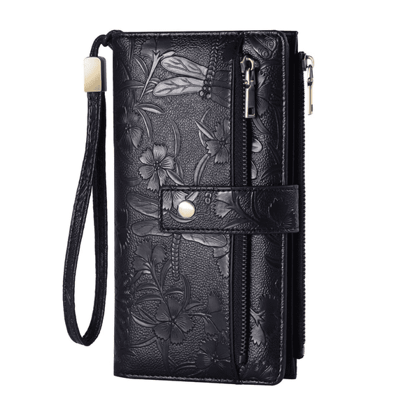 FALAN MULE Wallet for Women RFID Blocking Vegan Leather Bifold Wristlet Wallets with ID Window and Coin Purse