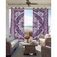 thumbnail image 6 of Purple Boho Kitchen Curtains Ethnic Geometric Middle Century Art Cafe Short Curtains for Bathroom Blackout Window Curtain Grommet Small Window Treatment Tier Drapes for Bedroom Living Room 42"x45"x2, 6 of 9