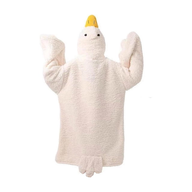 Linnome Wearable Blanket Blanket Hoodie Onesie Fleece Oversized Wearable Blanket Hoodie with Sleeves and Foot Slippers White#02