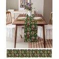 thumbnail image 3 of Ldtrchee Green Christmas Table Runner 70 Inches, Elk Xmas Tree Wreath Balls Bell Bed Runner Dresser Scarves Tabletop for Indoor Outdoor Parties/Ceremony/Banquet, 13" x 70", 3 of 8