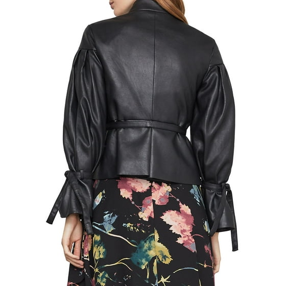 Bcbgmaxazria Faux Leather Pleated Sleeve Jacket Com