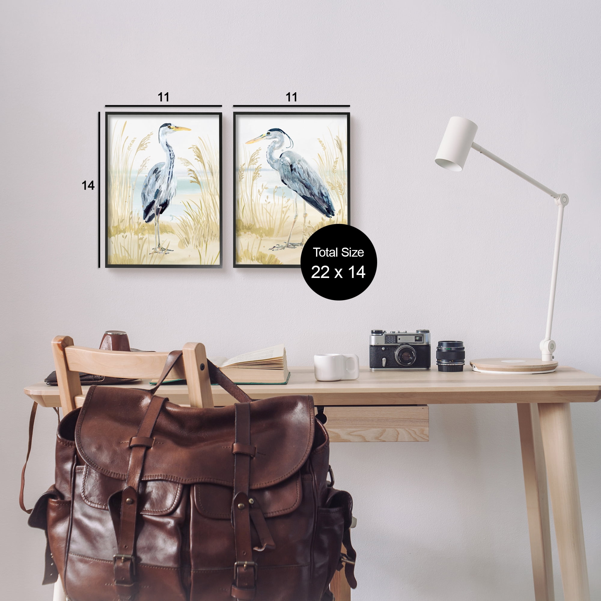 Stupell Industries Heron & Beach Reeds Animals & Insects Painting Black Framed Art Print Wall Art, 11 x 14