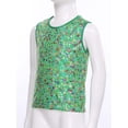 thumbnail image 5 of Haitryli Girls Kids Sleeveless Metallic Leopard Tank Tops Athletic Training Sports Vest Hip Hop Dance Outfits Green 130-140, 5 of 7