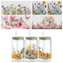 5pcs DIY UV DTF Transfer Stickers, For Glass Tumbler, Waterproof Decals, Plastic Adhesive Label For Bottles And Cups Decor