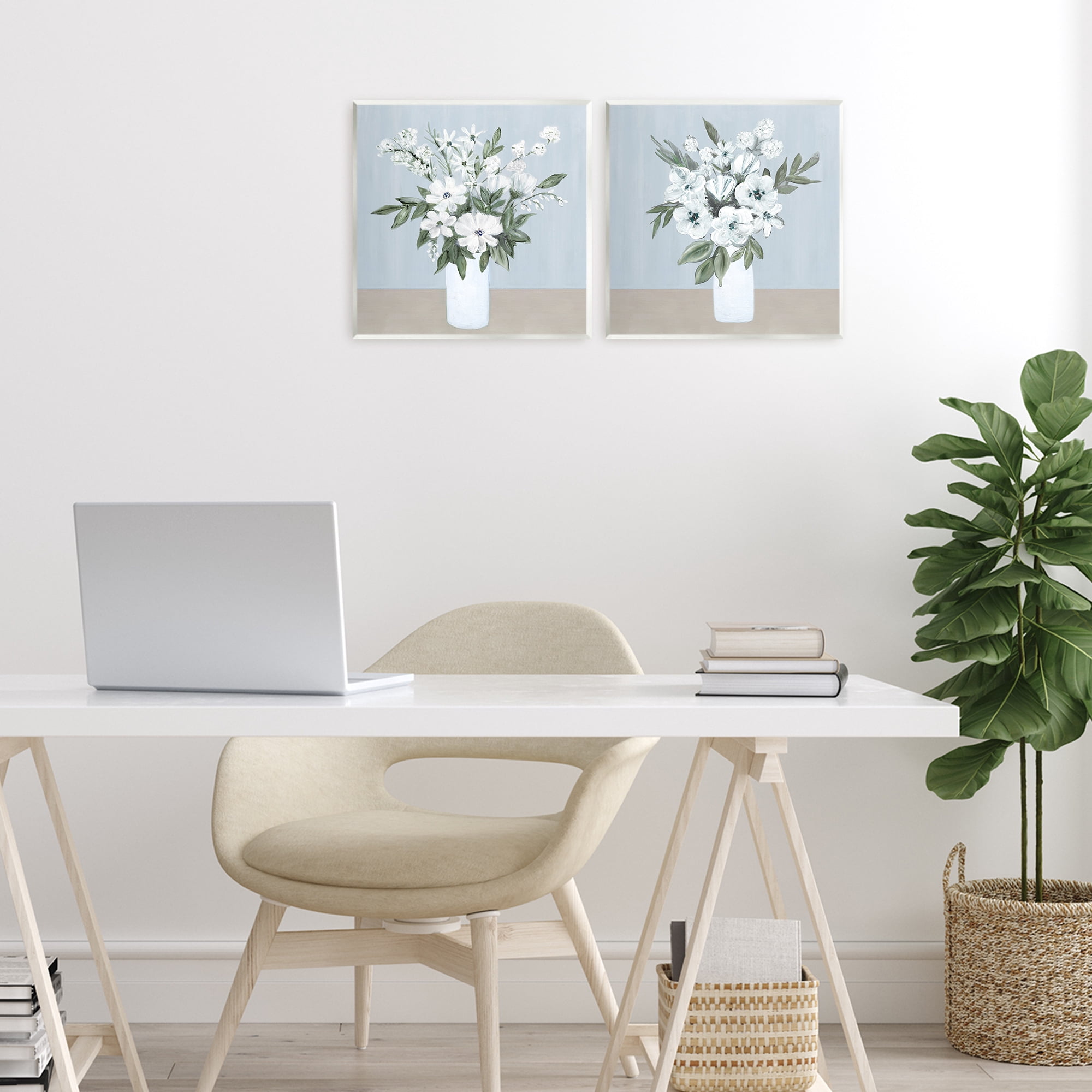 Stupell Industries Mixed White Blossoms 2 Piece Wall Plaque Art Set, design by Marilyn Dunlap