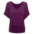 thumbnail image 3 of TYGHBN Women's Plus Size V Neck T Shirt Casual Stretchy Waist Comfortable Summer Fall Top for Everyday Wear with Jeans Women Running T Shirt Shirts for Women Pack Teen T Shirt Turtle Neck Top for, 3 of 4