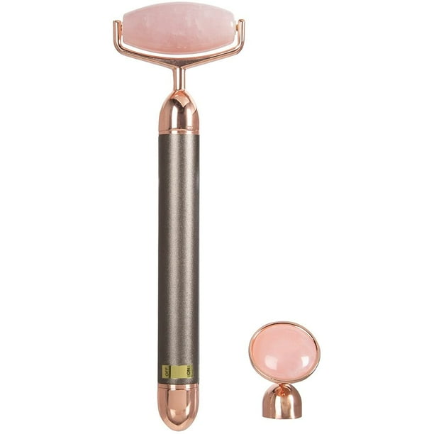 ForPro Professional Collection Rodillo facial eléctrico y masajeador de ojos 2 en 1 Herramienta vibratoria para el cuidado de la piel Cuarzo rosa