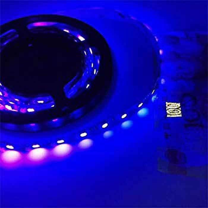 Black Lights LED Strip, DC12V 24W 5050 SMD 2M/6.6FT 390nm-405nm Flexible Blacklights Fixture - image 3 of 4