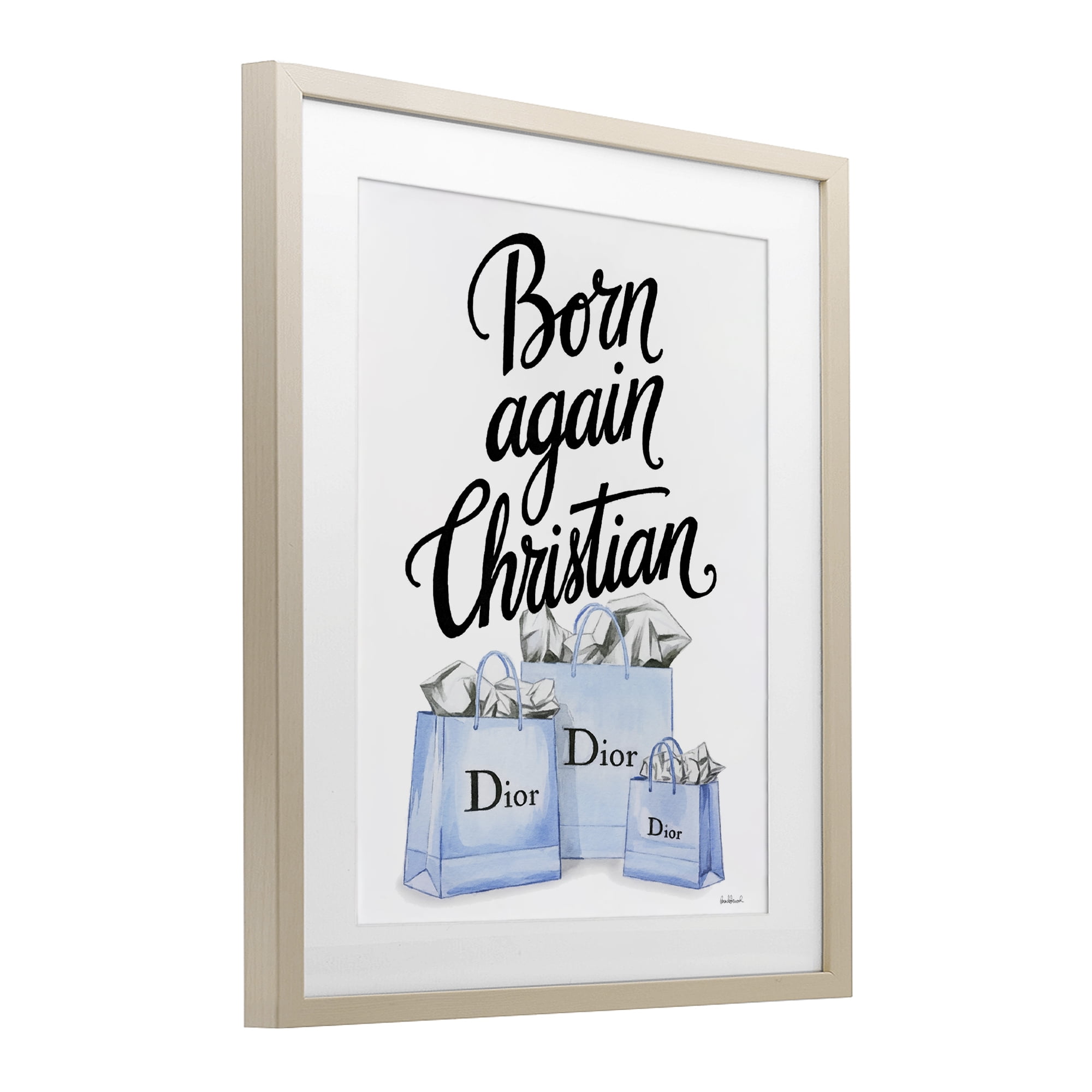 Glam Bags Born Again Christian Birch Framed Print Under Glass, design by Amanda Greenwood