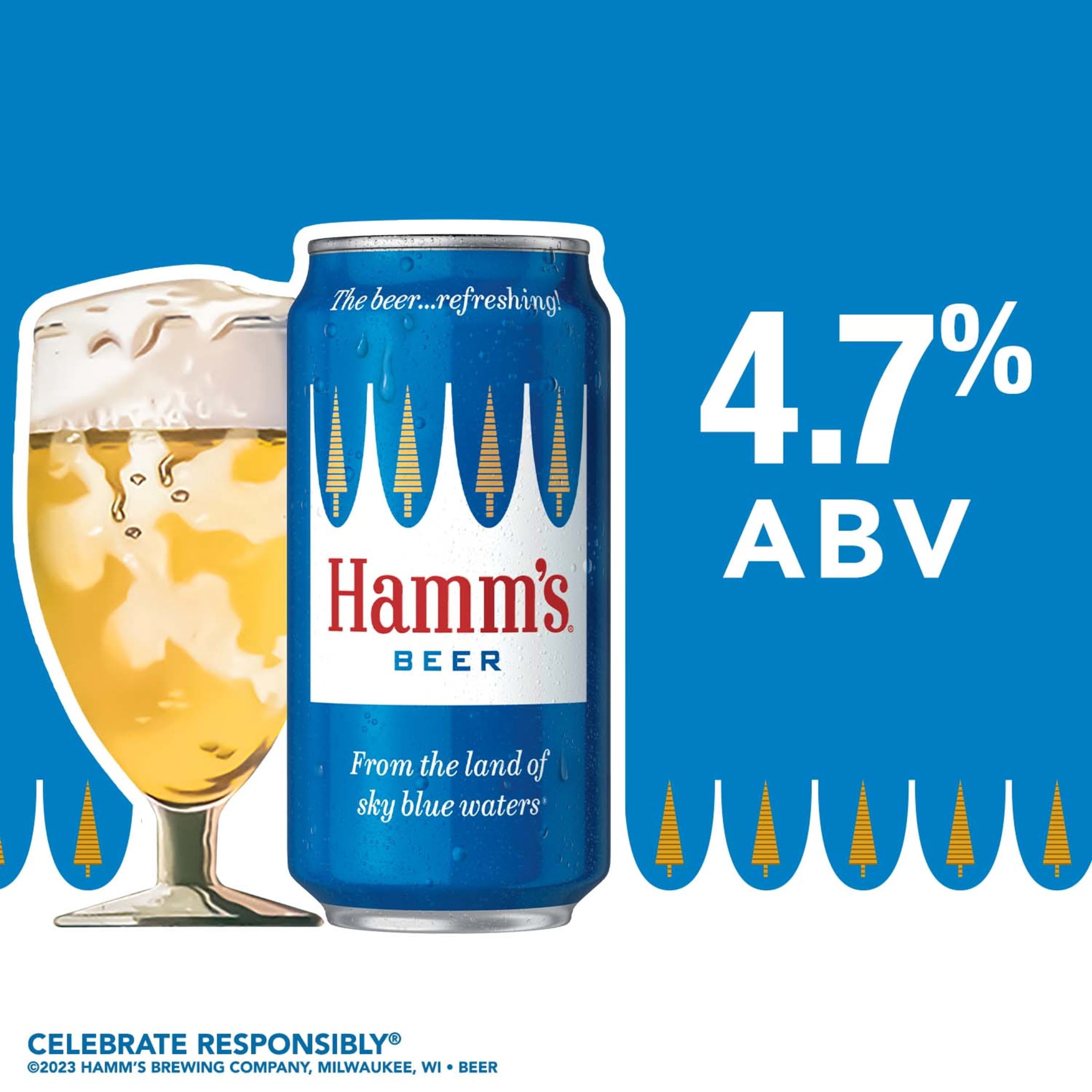 Hamm's American Beer, 30 Pack, 12 fl oz Aluminum Cans, 4.7% ABV