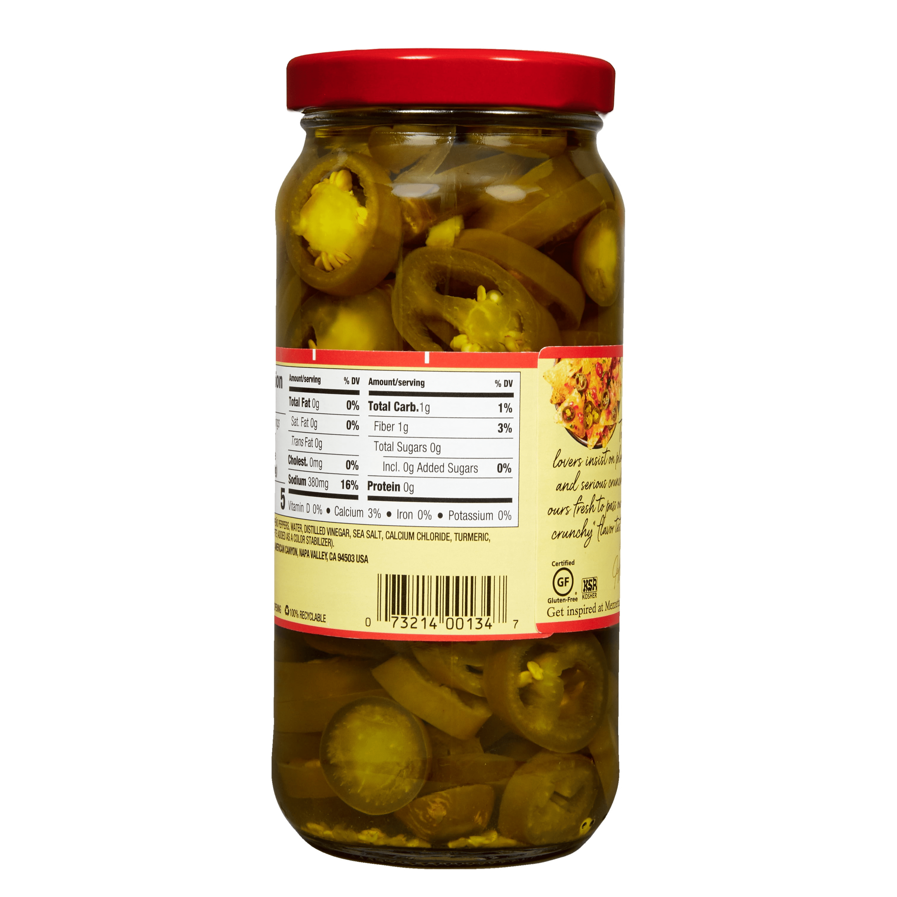 (4 pack) Mezzetta Sliced Hot Jalapeño Peppers, 16 fl oz Jar