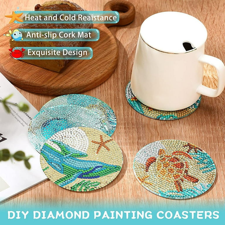 10pcs DIY Diamond Painting Coaster Cow Wooden Cup Coaster