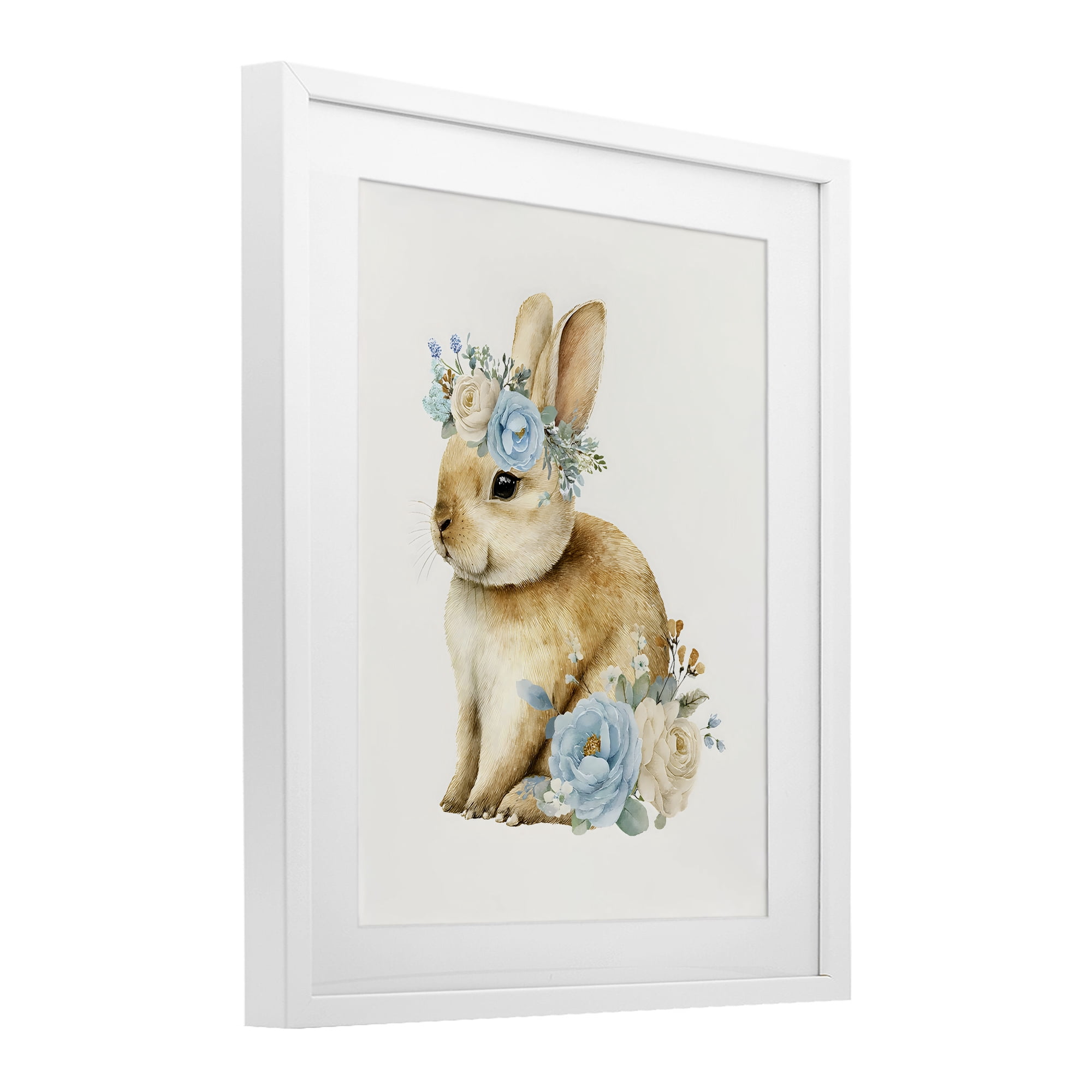 Stupell Industries Watercolor Nursery Bunny White Framed Print Under Glass, design by LSR Design Studio