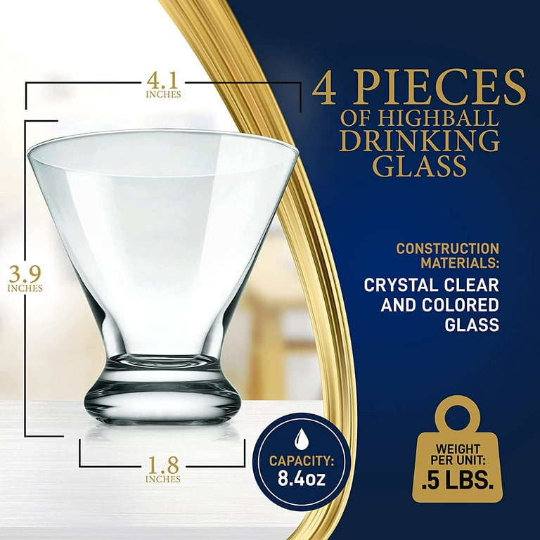 Heavy Crystal Martini Glasses, Set of 4