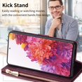 thumbnail image 4 of Galaxy S21 Case,Dteck Shockproof Magnetic Leather Wallet Zipper 9 Cards Slot Pocket Patterned Case Hybrid Rubber Kickstand Cover with Strap for Samsung Galaxy S21,Winered, 4 of 7
