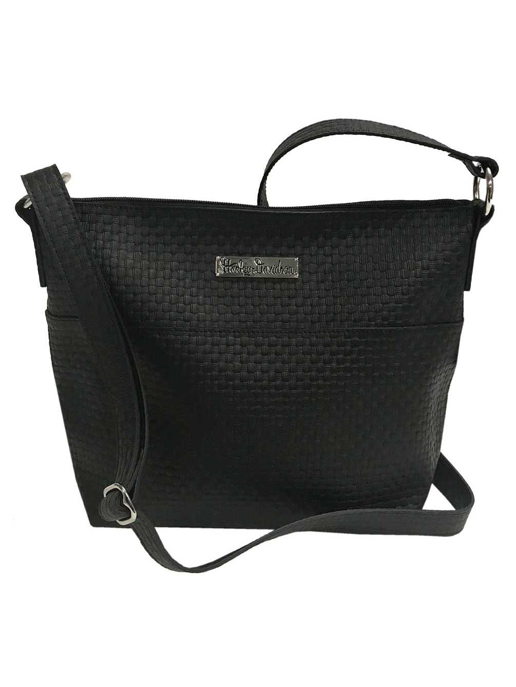 HARLEY DAVIDSON Women's Basket Weave Embossed Hip Bag w/ Strap ZWL9865-BLACK