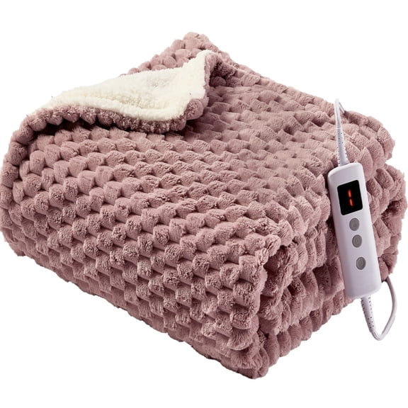 GARVEE Pink Turtle-Back-Shaped 3D Jacquard Fleece Heated Throw Electric Blankets,Overheat Protection