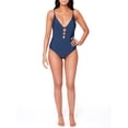 thumbnail image 4 of Js Jessica Simpson Womens Lace Up Plunge One Piece Swimsuit, 4 of 4