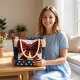 thumbnail image 5 of Floral American Flag Print Quilted Tote Patchwork 250 Anniversary USA 4th of July Patriotic Shoulder Bag Daily Handbag, 5 of 6