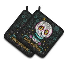 Caroline's Treasures Happy Halloween Day of the Dead Pair of Pot Holders