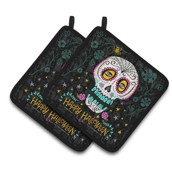 Caroline's Treasures Happy Halloween Day of the Dead Pair of Pot Holders