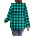 thumbnail image 4 of HAiming Plaid Zip up Fleece Lined Hooded Coat for Women Casual Oversize Long Sleeve Jacket Soft Warm Tops Trendy Clothes, 4 of 7
