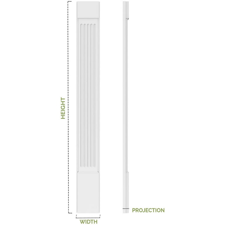 Ekena Millwork 2 in. x 4 in. x 60 in. 2-Equal Raised Panel PVC Pilaster Moulding with Decorative Capital and Base (Pair)