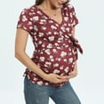 thumbnail image 4 of Adeawade Winter Shirts For Women Short Sleeve Summer V Neck Plaid Print Tops T Shirt For Breastfeeding Maternity Breastfeeding Blouse Crewneck Shirts Fashion Nursing Blouse Red Xl, 4 of 7