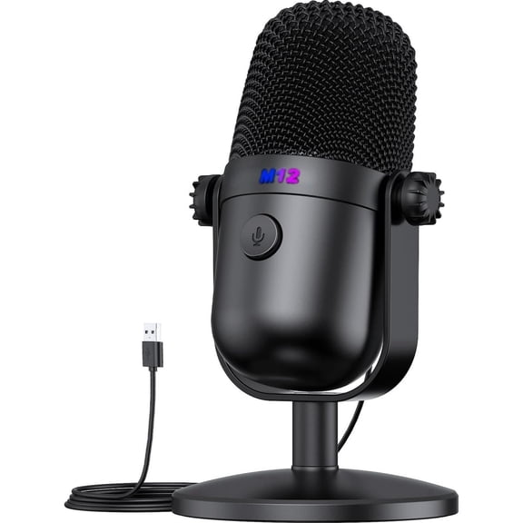 Gaming Microphone, Condenser USB Mic for PC, Mac, PS4, PS5 - Capacitive Gaming Mic with RGB, Mute Button, Gain Control for Gaming Voice, Streaming, Podcasting, Video Conferencing