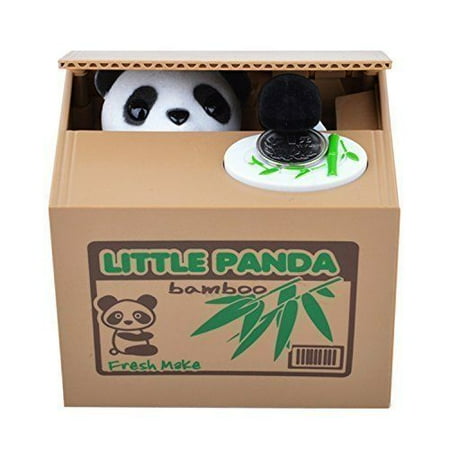 Saving Coin Bank Piggy Bank Funny Panda Stealing Money to Bamboo Box Toy Gift