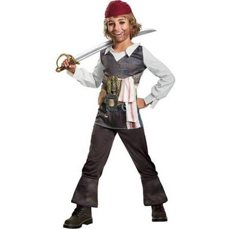 Pirate of the Caribbean Boys Captain Jack Sparrow Costume, Multi Color - Size 7-8