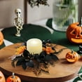 thumbnail image 5 of Gothic Leaf Candle Ring - Halloween Thanksgiving Table Decor Plastic Wreath Centerpiece Scented Candle Base Seasonal Home Accent Decor(C), 5 of 9