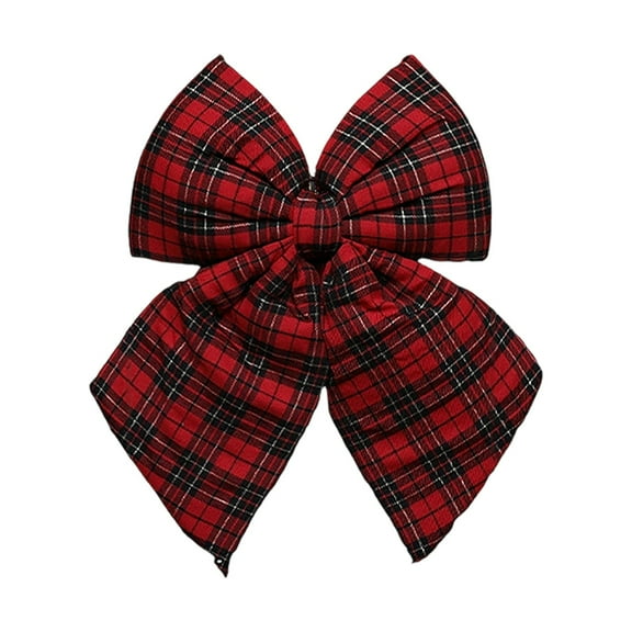 Christmas Bows for Decorations, Elegant Checkered Plaid Ribbon Bow Hanging Ornament for Wreaths, Xmas Tree Garland, DIY Crafts, Wedding Gift, and Indoor Outdoor Holiday Home Decor