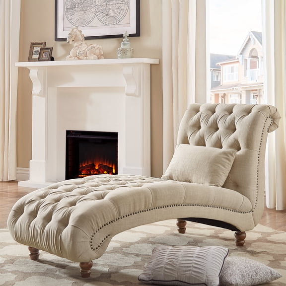 Weston Home Bowman Long Tufted Lounge Chair With Matching Pillow, Multiple Colors