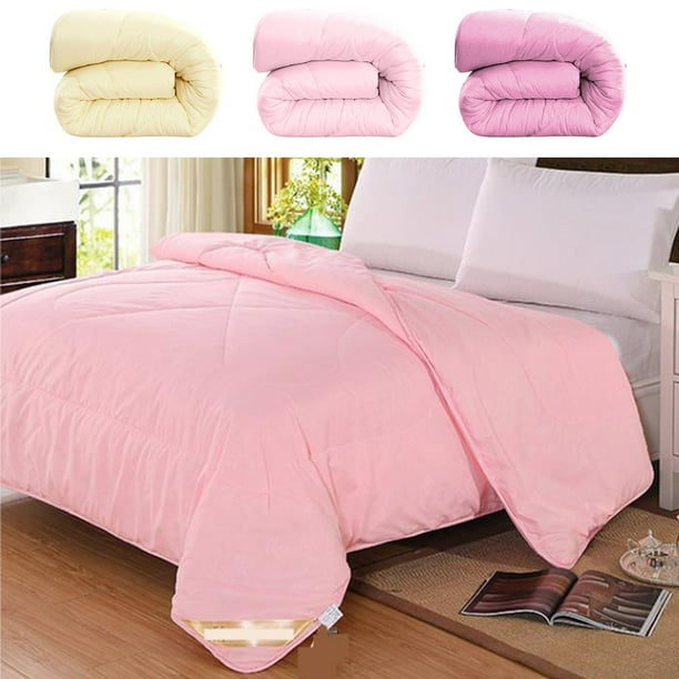 Colcha blanda y engrosada | Ropa de cama de poliéster cálida | Manta térmica de confort de 150x200 cm | Diseño plegable | Colores elegantes amarillo rosa blanco | Cubierta ligera de 1 pieza de 1000g