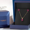 thumbnail image 4 of Gem Stone King 1.85 Ct Red Created Ruby 18K Yellow Gold Plated Silver Pendant and Earrings Jewelry Set, 4 of 5