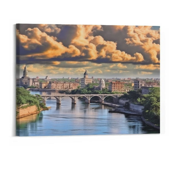 Shiartex Cuba City Skyline Scenery Canvas Poster Holiday Gift Picture Modern Aesthetics Mural Wall Art Decoration (20x16 Inch)