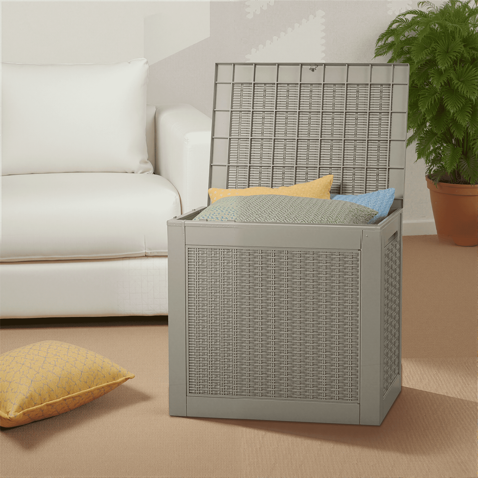 MAYEERTY 30 Gallon Outdoor Deck Box, Large Capacity Storage Box for Patio Furniture Cushions, Pillow Outdoor Indoor, Light Brown