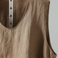 thumbnail image 5 of Ohufall Summer Cotton Linen Blouses for Women Fashion Casual Solid Color Side Split Crew Neck Tank Tops Womens Relaxed Fit Pullover Sleeveless Shirts, 5 of 6
