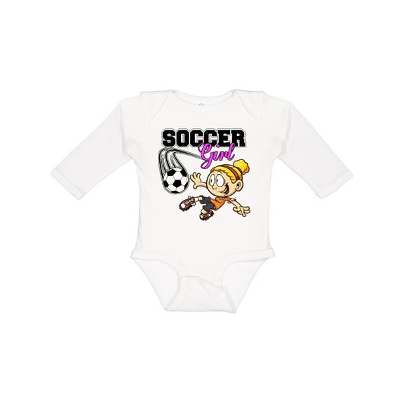 Inktastic Soccer Girl Girls Long Sleeve Baby Bodysuit