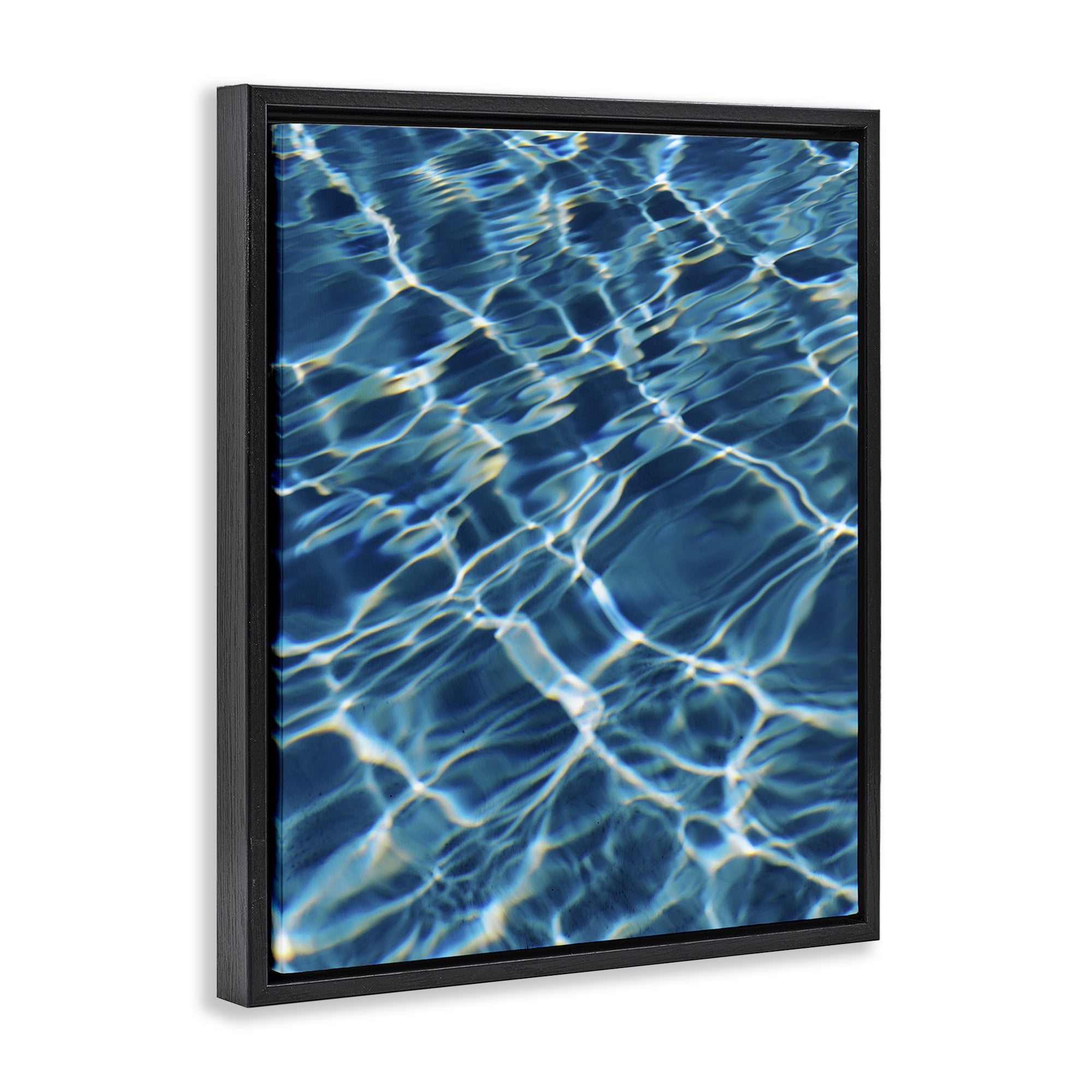 Stupell Industries Summer Pool Ripples Abstract Painting Black Floater Framed Canvas Art Print Wall Art, 25 x 31