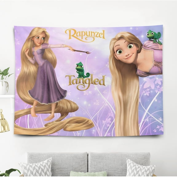 Tangled Long Hair-Theme Anti-pilling Tapestry Gift Wall Hanging Backdrop for Room Bedroom Girls Fans Background Banner Party Birthday Supplies Decor59"×39"(150cm*100cm)