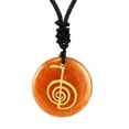thumbnail image 2 of Colgante de collar redondo de 30 mm de diámetro, Reiki Cho KU Rei, joyería duradera. Naranja, 2 of 8